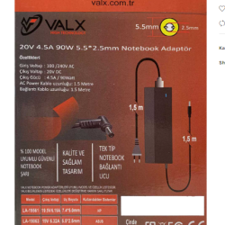 VALX HIGH TECHNOLOGY LA-20055 20V 4.5A 90W 5.5*2.5MM NOTEBOOK  ADAPTÖR