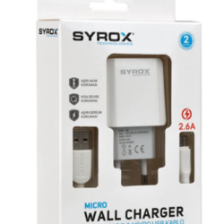 SYROX TECHNOLOGIES MICRO WALL CHARGER 2.6A A-J47 ADAPTER
